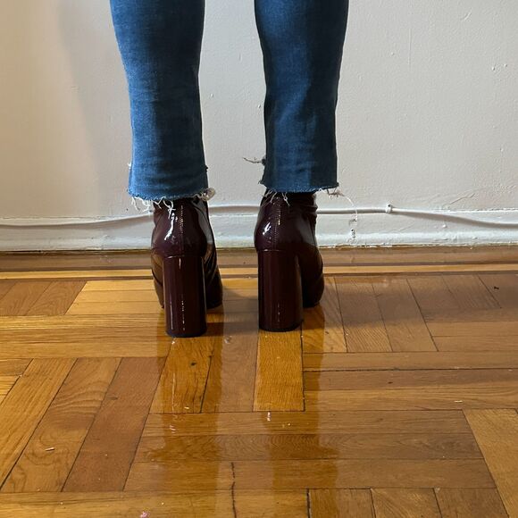 Steve Madden Slade Burgundy Patent Sock Ankle Bootie 11US - Picture 4 of 8